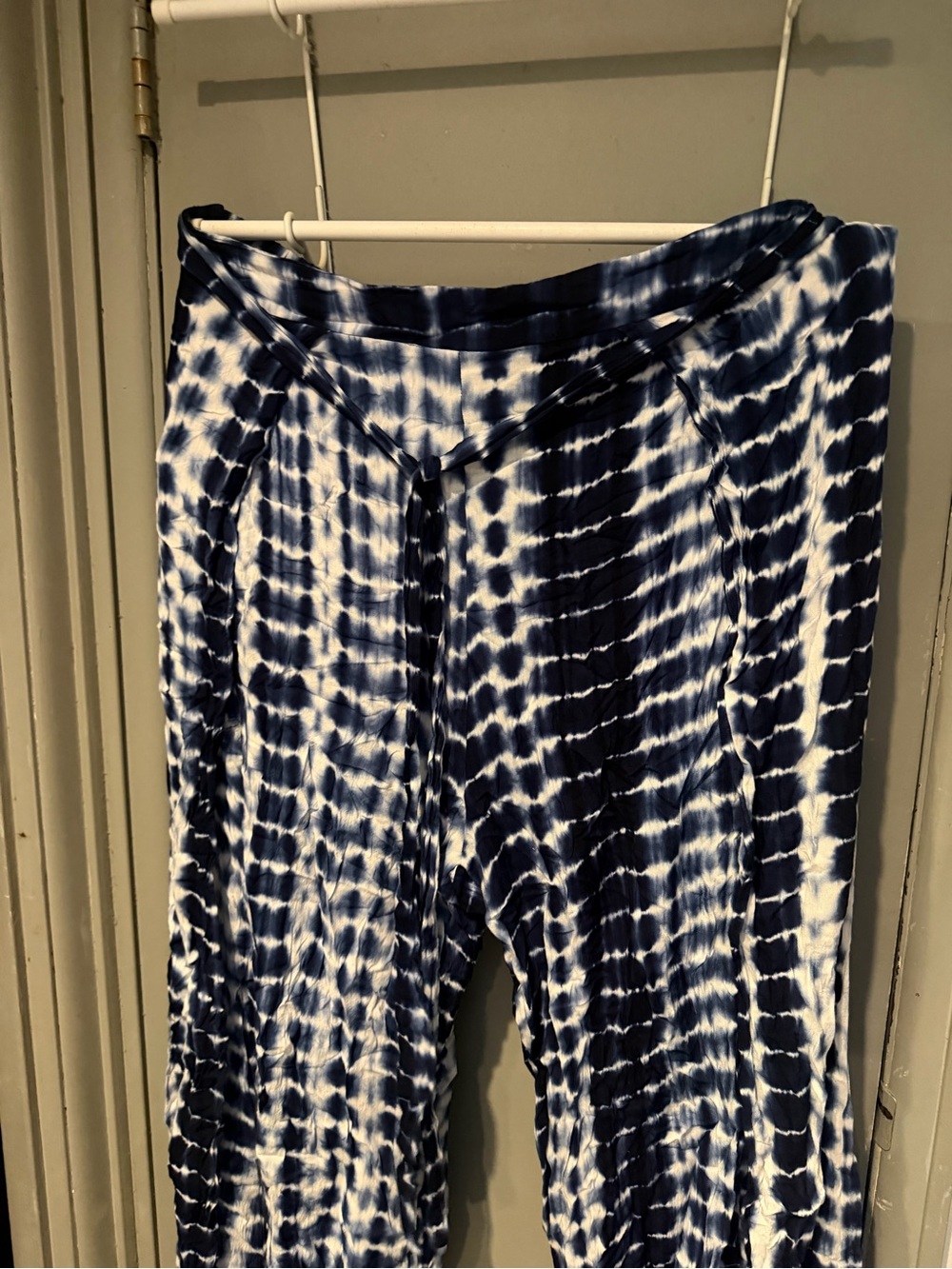 SHEIN Navy and White Tie-Dye Elastic Waist Pants